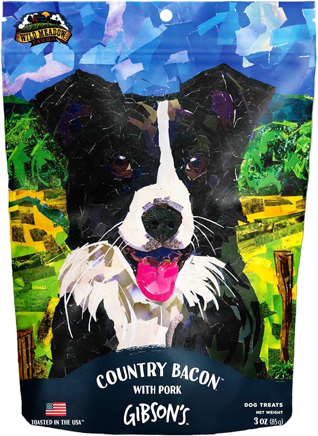 Wild Meadow Farms - Gibson's Country Bacon with Pork, Soft Jerky Dog Treats, Crafted with Real Meat, Aromatic, and Grain-Free for Training and Rewarding Dogs of All Breeds and Ages - 3 Ounce Pouch