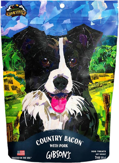 Wild Meadow Farms - Gibson's Country Bacon with Pork, Soft Jerky Dog Treats, Crafted with Real Meat, Aromatic, and Grain-Free for Training and Rewarding Dogs of All Breeds and Ages - 3 Ounce Pouch