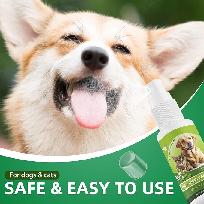 Pet Oral Spray, Dog Dental Care, Cat Dental Care,pet supplies,Oral Hygiene Spray for Dogs and Cats, Oral Cleaning Mouthwash, Edible Fresh Breath, Oral Deodorizer, Treats Gingivitis in Dogs and Cats