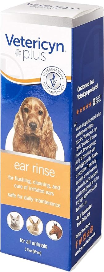 Vetericyn Plus Ear Rinse, 3 Pack of 3 Ounces each, All Animal Daily Ear Care