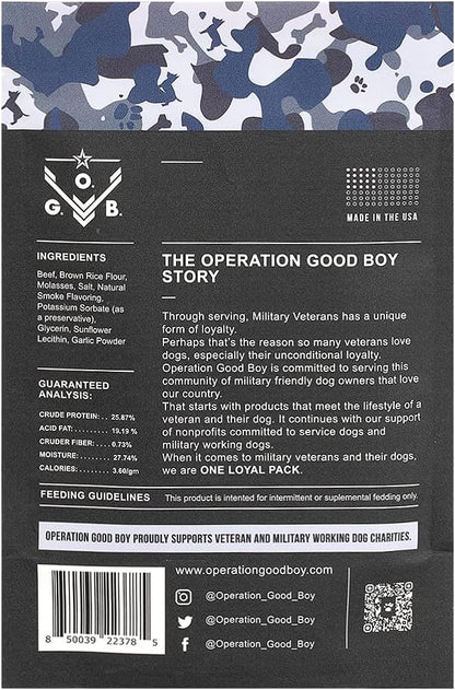 Operation Good Boy Dog Treats - 1/4" Beef Squares Bootcamp Bites | Natural, Farm-Raised Meat - Vet-Formulated AAFCO approved ingredients | Perfect Training Treats for Small to Large Dogs