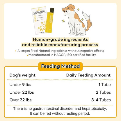 Skin & Coat – Natural Supplement for Dog’s Itch Relief and Shiny Coat with Omega 3 Fish Collagen, Spirulina, Probiotics - 30 Individually Packaged (1 Pack)