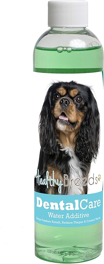 Healthy Breeds Dog Dental Care Water Additive for Cavalier King Charles Spaniel - Helps Freshen Breath, Reduce Plaque & Control Tartar - Mint Flavor - 8 oz