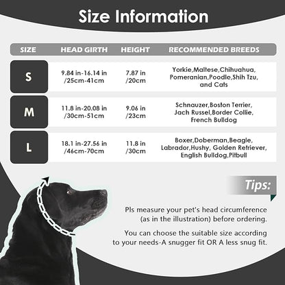 IECOii Ear Covers for Dogs,Quiet Ear Covers Hood for Noise,Warm Stretchy Pet Ear Protector for Bathing and Grooming,Dog Ear Muffs Noise Protection-Vacuum Cleaner,Calming Snoods for Dogs Large,Black-L