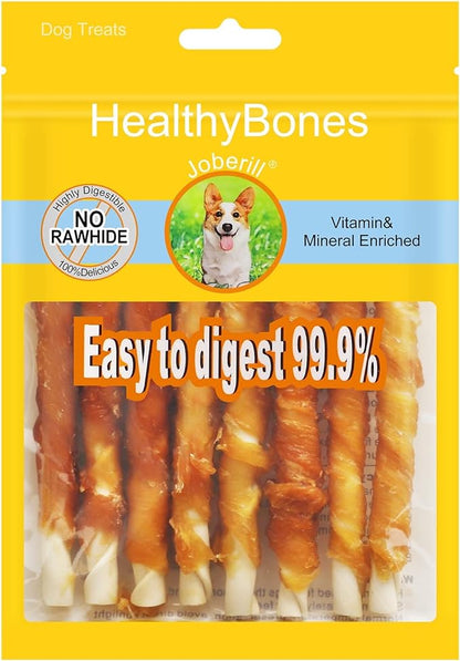 HealthyBones Chicken Breast Wrapped Natural Dog Treats for Australian Shepherd Pit Bull Mix and Other Large Mixed Breed Dogs, 9 Count