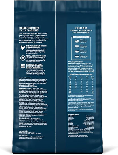 Amazon Brand - Wag Dry Dog Food Chicken & Sweet Potato, Grain Free 4 lb Bag