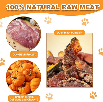 Duck Meat Pumpkin Dog Treats - Dog food Natural Chews Snacks Protein-Rich Real Meat Grain Free Healthy Pet Food for Training Small Medium Large Dogs (5 OZ)
