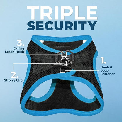 Voyager Step-in Air Dog Harness - All Weather Mesh Step in Vest Harness for Small and Medium Dogs by Best Pet Supplies - Blue Trim, S