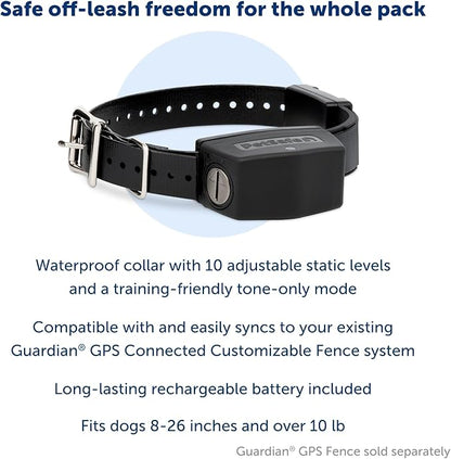 PetSafe Guardian GPS Add-A-Dog Collar - Waterproof, Add-On Dog Collar for Guardian GPS Connected Customizable Fence, 10 Static Levels and Tone, 3-Day Battery Life, Fits Dogs Over 10lb