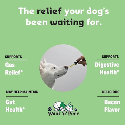 Natural Gas Relief for Dogs - Dog Gas Relief - Dog Constipation Relief - Constipation Relief for Dogs - Dog Gas - Dog Constipation - Dog Gas Aid - Dog Vitamins and Supplements - 1 fl oz - Bacon Flavor