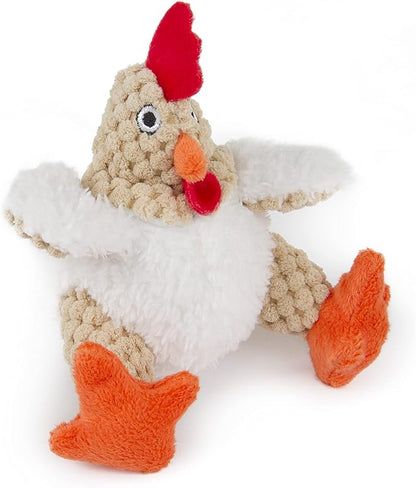 goDog Checkers Just For Me Fat Rooster Squeaky Plush Dog Toy, Chew Guard Technology - White, Mini