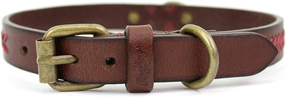 Rawlings | Baseball Stitch Leather Dog Collar | Multiple Sizes | Multiple Colors