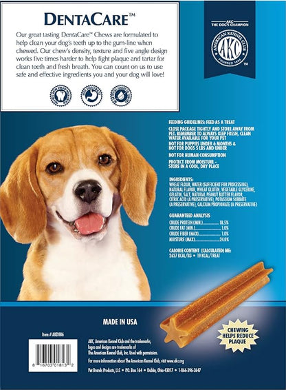 American Kennel Club Dentacare Small Breed Peanut Butter Flavor Dental Dog Treats, Naturally Flavored, 50 Count