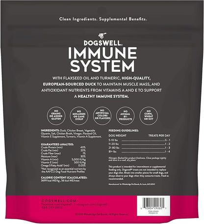 Dogswell Immunity & Defense, Flaxseed Oil, Turmeric, Vitamin E & A, Healthy Aging, Duck Jerky 20 oz, Model: 842222