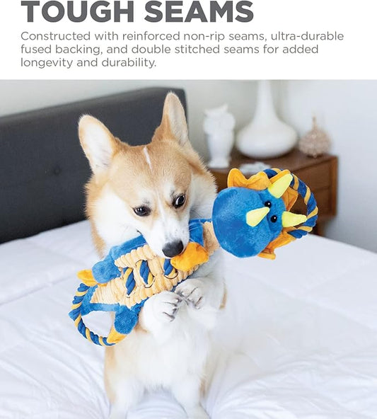 Outward Hound Ropes-A-Go-Go Dragon Interactive Plush Squeaky Dog Tug Toy