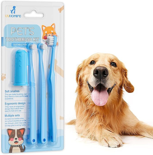 Dog Tooth Brushing Kit Achieve Optimal Dog Dental Care with The Premium Dog Toothbrush Set - Healthy Teeth, Fresh Breath, and Easy Cleaning-blue-5pcs