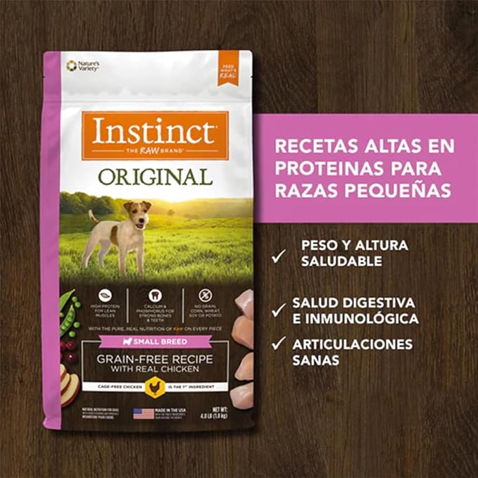 Instinct Small Breed Dry Dog Food, Original Real Chicken Recipe Natural Grain Free Dry Dog Food, 11 lb. Bag
