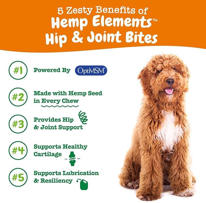 Zesty Paws Mobility Bites Dog Joint Supplement - Hip and Joint Chews for Dogs - Pet Products with Glucosamine, Chondroitin, & MSM + Vitamins C and E for Dog Joint Relief – Hemp - Chicken – 90 Count