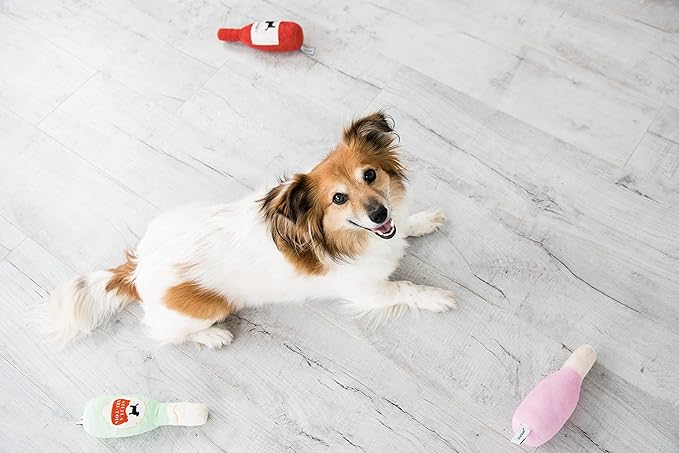 Pearhead Pet Toys, Plush Dog Squeaker Toys and Cat Teaser Toys, Dog Owner and Cat Owner Pet Toy Sets, Must Have Pet Accessories for Pet Owners