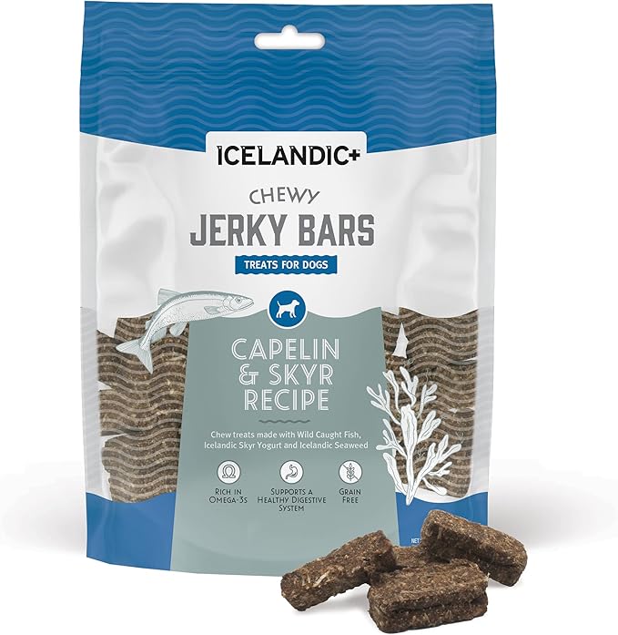 Icelandic+ Plus Chewy Jerky Bars Capelin, Skyr, & Seaweed Dog Treat 2.5-oz Bag