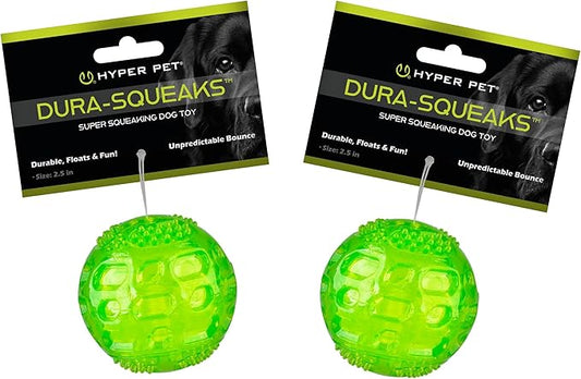 Hyper Pet DuraSqueak Dog Ball Toy, Interactive, Floats, Squeaks, Dog Balls for Fetching, Alternative to Traditional Dog Tennis Balls - for All Breeds