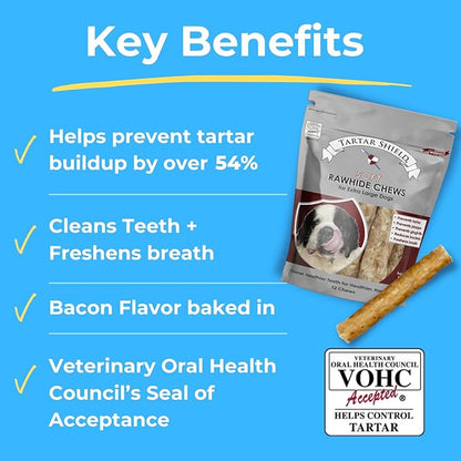 Soft Rawhide Chews | Safe Dental Treats for Large Dogs | Vet VOHC Approved | Daily Bone Cleans Teeth & Gums Fresh Breath Oral Health Support | USA Made | (XL Dogs / 12 Count)