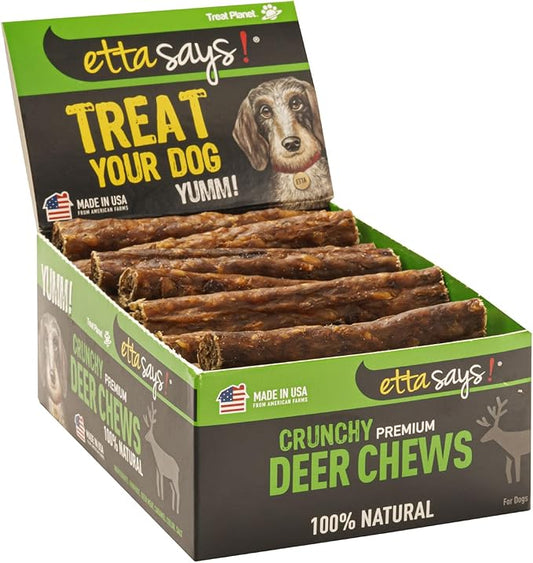 ETTA SAYS! Crunchy Premium Deer Dog Chews Pack of 36 – 4.5" Venison Dog Chews - Made in The USA, Grain-Free Dog Treats, Good for Teeth, Easy to Digest