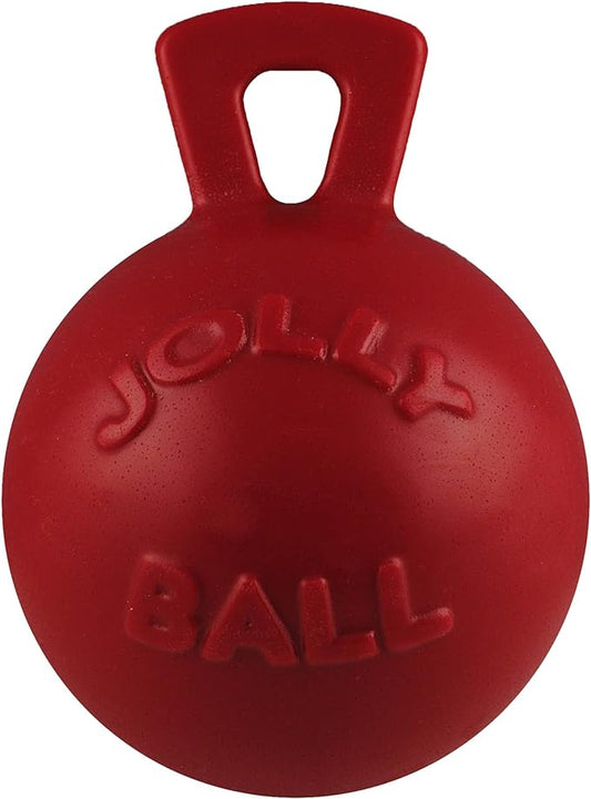 Jolly Pets Tug-n-Toss Heavy Duty Dog Toy Ball with Handle, 8 Inches/Large, Red (408 RD)