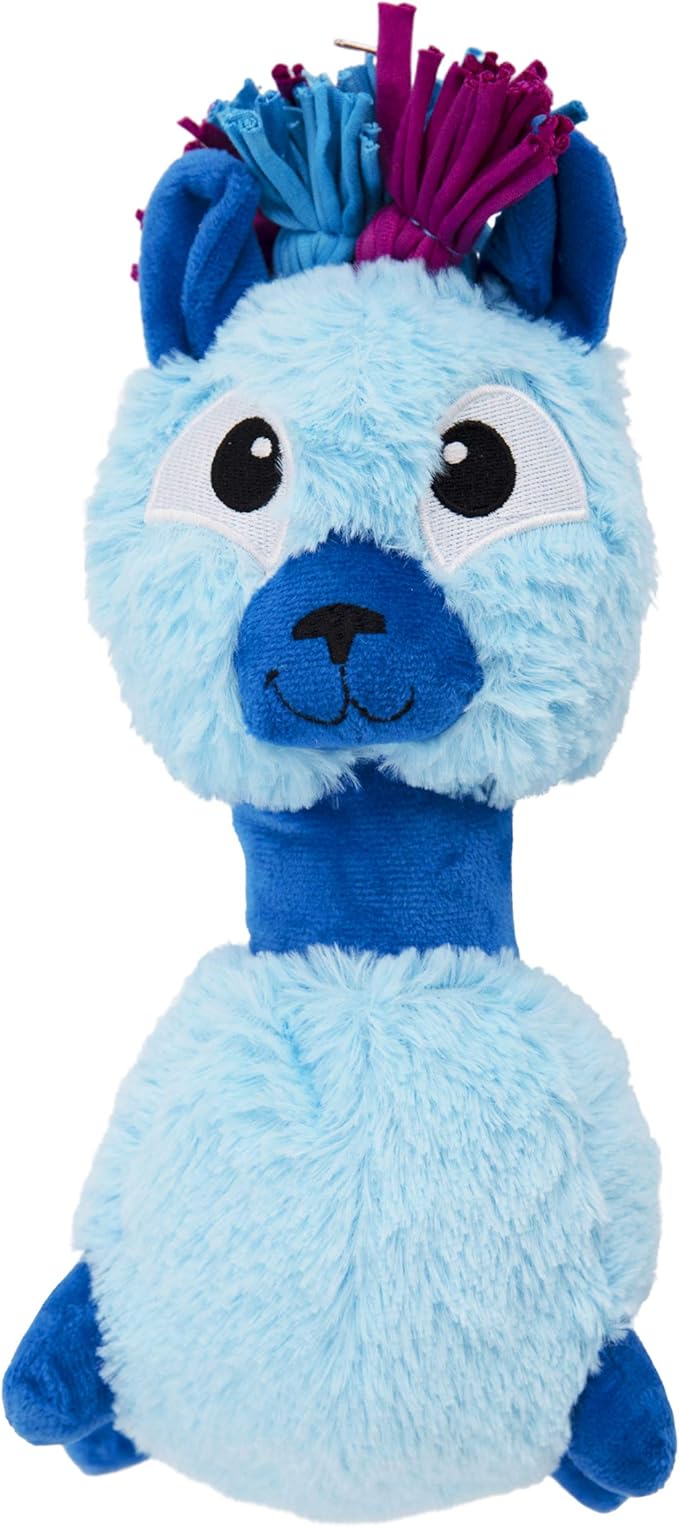 Outward Hound Braidy Budz Blue Llama Dog Toy - Cozy Plush Outside with Twisted Braided Jersey Inside, Small