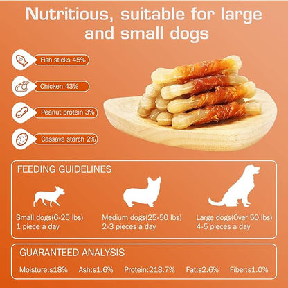 UrbanX HealthyBones Rawhide Free Healthy Foods for Australian Shepherd Pit Bull Mix and Other Large Mixed Breed Dogs, Chicken Wrapped Sticks Dog Foods, Soft Chewy Foods for Training Rewards, 14 Count