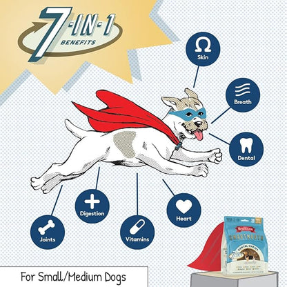 The Missing Link Smartmouth Vet Developed Dental Chew Treats, 7-in-1 Benefits: Healthy Teeth & Gums, Breath, Skin, Joints, Digestion, Heart, Immune System – Small/Medium 15-50lb Dogs, 14 Ct