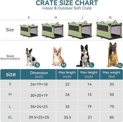 Dog Crates for Small Dogs, Adjustable Fabric Cover by Spiral Iron Pipe, Strengthen Sewing Dog Travel Crate 3 Door Design ,'26'' X 19'' X 18''