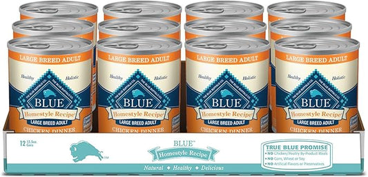 Blue Buffalo Homestyle Recipe Natural Adult Large Breed Wet Dog Food, Chicken 12.5 oz cans (Pack of 12)