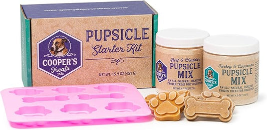 Cooper's Treats Pupsicle Starter Kit - Easy, Homemade Frozen Dog Treat Mix (Contains Two Jars of DIY Healthy Dog Treat Mix) - Grain Free