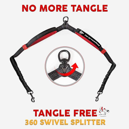 Exquisite Two Dog Leash Splitter | Double Dog Leash for Large Dogs Heavy Duty | No Tangle 2 Dog Leash Coupler | Dual Dog Leash Attachment | Retractable Dual Leashes for 2 Dogs