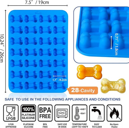 4Pcs Puppy Dog Paw Bone Silicone Mold for dog treats, Non-Stick Food Grade Silicone Molds for frozen treats, Baking Mold for Jelly, Candy, Chocolate,Ice Cube, Dog Snack Biscuits Bone