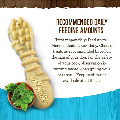 Merrick Fresh Kisses Natural Dental Chews, Toothbrush Treat Shape Infused With Real Mint, Small Dogs 15-25 Lbs - 9 ct. Bag