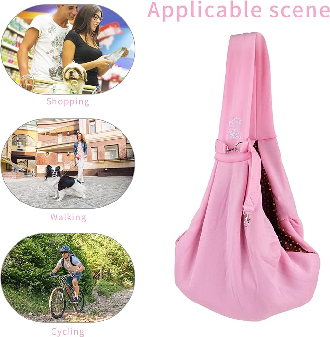 Small Dog Cat Sling Carrier,Hands Free Reversible Pet Carriers Bag,Pet Carrier Shoulder Crossbody Pet Slings Suitable for Puppy, Small Dogs, and Cats for Outdoor Travel (Pink)