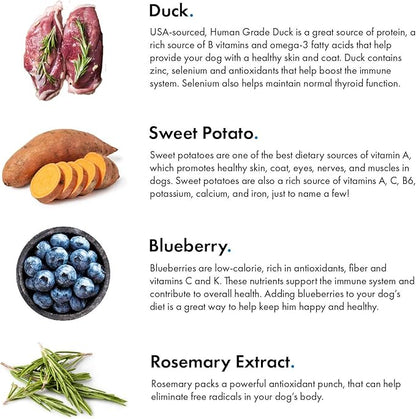 Premium Duck & Blueberry 5 oz. Dog Jerky Treats | 100% Human Grade | USA Made | High Protein | Grain Free | Limited Ingredients | No Filler | BHA-BHT Free | Soft-Tender
