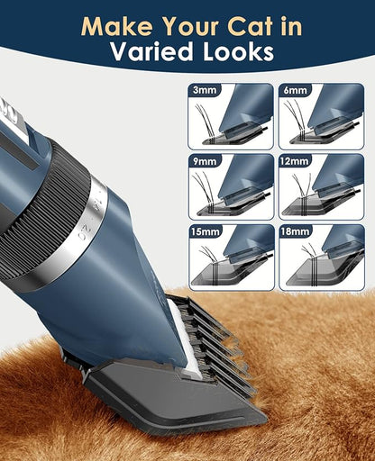 oneisall Cat Clippers for Matted Hair, Quiet Cat Shaver for Long Hair, Cordless Cat Hair Trimmer for Grooming, 2 Speed Pet Shaver Cat Grooming Kit for Cats Small Dogs Animals (Blue)…