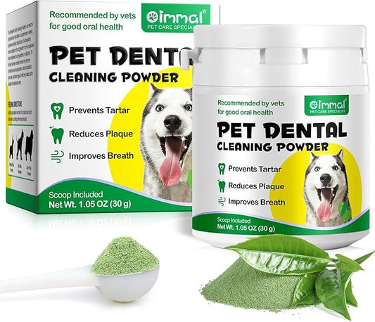 Teeth Cleaning Powder for Dogs, Dog Breath Freshener, Dental Powder for Dogs Teeth with Probiotics Help Reduce Bad Breath, Plaque Tartar Remover, Dog Teeth Powder for Small, Medium, Large Dogs 30g
