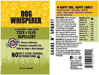 Dog Whisperer Tick + Flea Repellent, All-Natural, Extra Strength, Effective on Dogs and Their People (4 Ounce Spray)