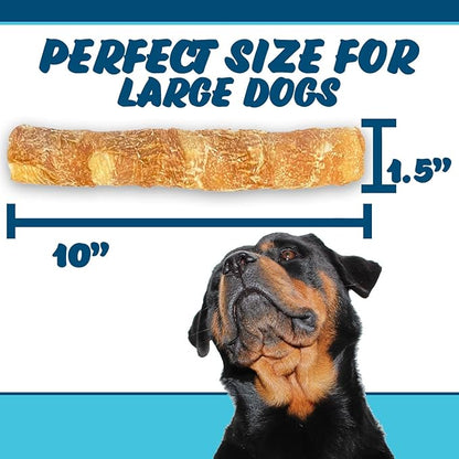 Chicken On A Stick Crunchy & Chewy Chicken Jerky Wrapped Rawhides for Large Dogs, Made in The USA 2-in-1 Dog Treats for Large Dogs, Mega Size 1 Ct