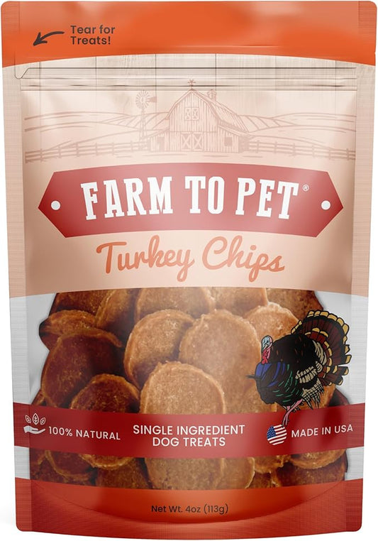 Dog Training Treats - Turkey Chips, Single Ingredient, Lean, All Natural, Healthy Dog Treats for Small, Medium, Large Dog Breeds, & Puppies, Made in USA