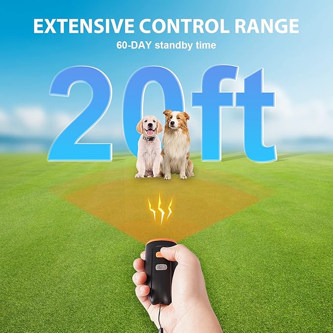 Ultrasonic Dog Barking Control Device, Anti Barking Device Dog Barking Silencer with LED Light, 3 Training Modes Dog Bark Deterrent Devices 20ft Range Dog Training & Behavior Aids w/SOS