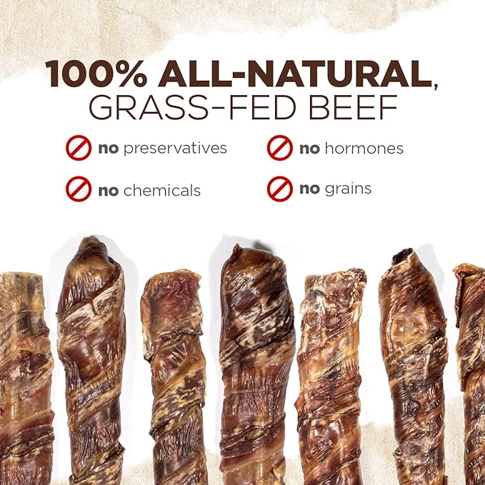 Natural Farm Power Beef Sticks Dog Chews (6”, 15-Pack), 2-in-1 Power Chews: Premium Beef Cheek Wrapped in Beef Esophagus for Double Chewing Time, Promotes Dental Health, Great for Medium Dogs
