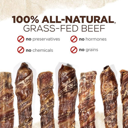 Natural Farm Power Beef Sticks Dog Chews (6”, 15-Pack), 2-in-1 Power Chews: Premium Beef Cheek Wrapped in Beef Esophagus for Double Chewing Time, Promotes Dental Health, Great for Medium Dogs
