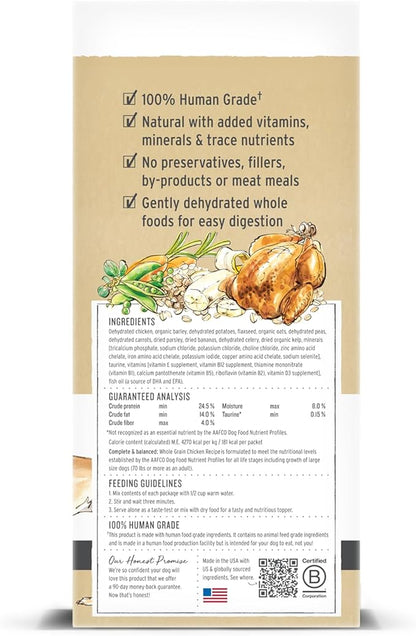 The Honest Kitchen Human Grade Dehydrated Whole Grain Dog Food – Complete Meal or Dog Food Topper – Chicken 10-Pack of 1.5 oz Sachets