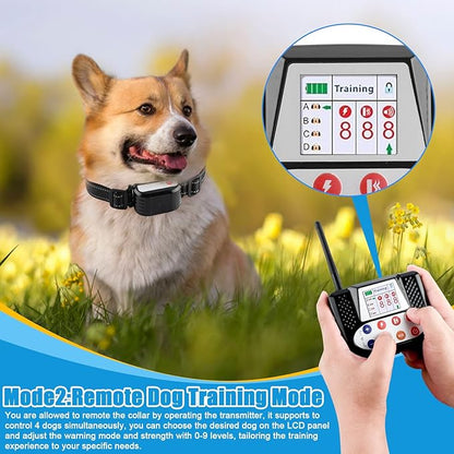 Wireless Dog Fence with Remote Training collar, Portable Dog Containment System with 2.4GHZ Signal, Dog Training & Behavior Aids for Medium Large Dogs