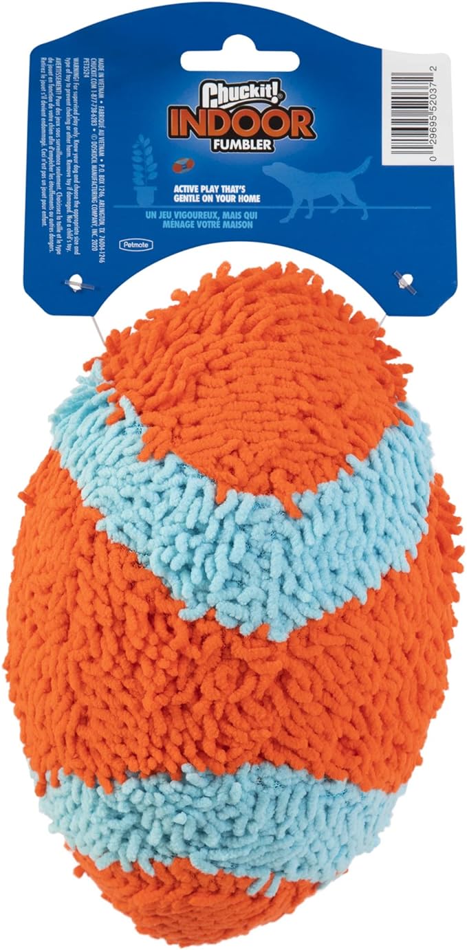 Chuckit! Indoor Fetch Fumbler Dog Toy (9.5 Inch), Orange and Blue